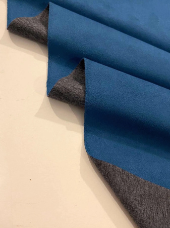 Замша МОРСКАЯ ВОЛНА  основа серый трикотаж