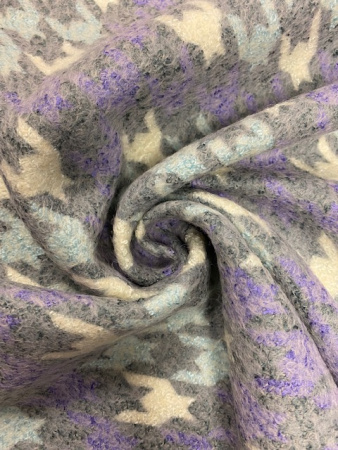 Ткань костюмно-пальтовая "Букле бирюзово-фиолетовое"