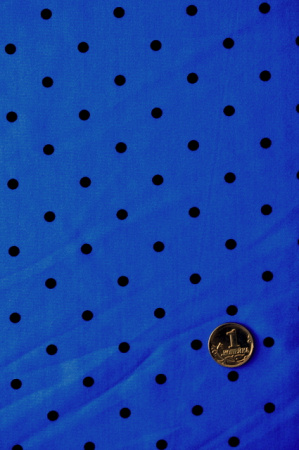 Бифлекс для купальников Черные горошки васильковый фон