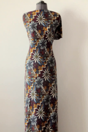 Трикотаж ЦВЕТОЧНЫЙ КАЛЕЙДОСКОП красное вино полотно