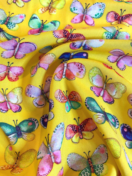 Штапель БАБОЧКИ фон желтый