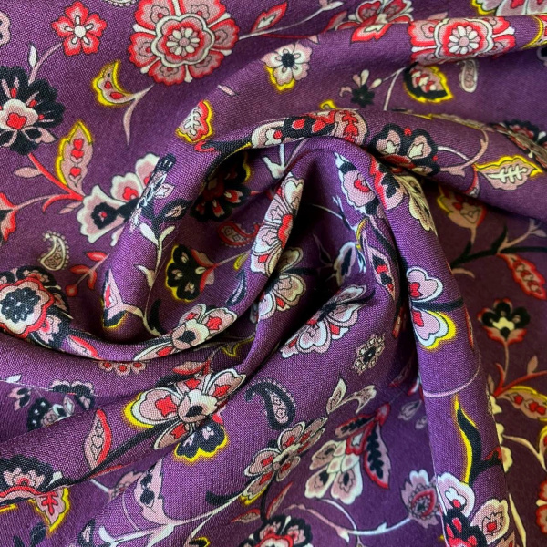 Шерсть плательная ЦВЕТОЧНЫЙ КОМПЛИМЕНТ бургундское вино ткани