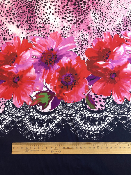 Хлопок КРУЖЕВО на фуксии