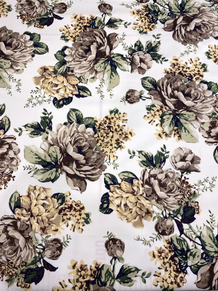Хлопок ЦВЕТЫ песочно-кофейные
