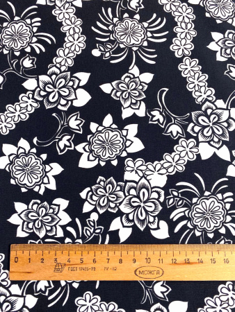 Курточная ткань ЦВЕТЫ Белые