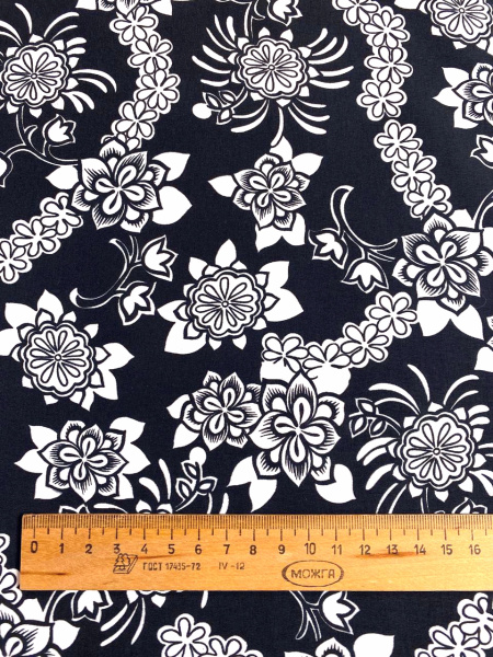 Курточная ткань ЦВЕТЫ Белые