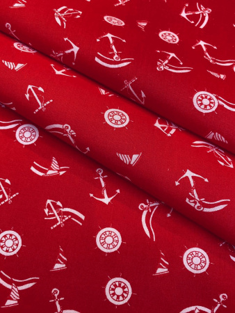Сорочечная ткань ЯКОРЯ красная