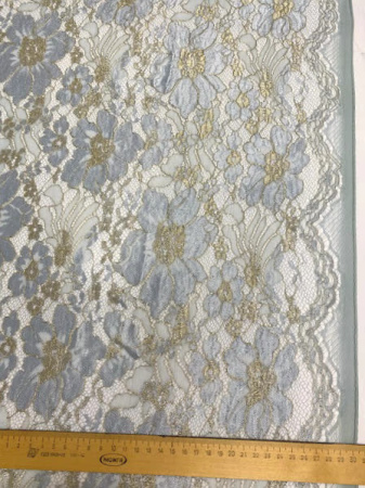 Кружевное полотно "Цветы луговые" припыленный голубой ткань