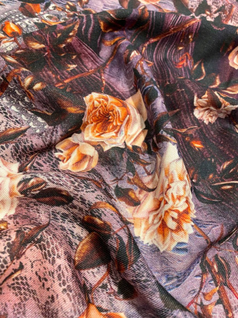 Шерсть плательная ЦВЕТЫ ШИПОВНИКА красное вино ткани