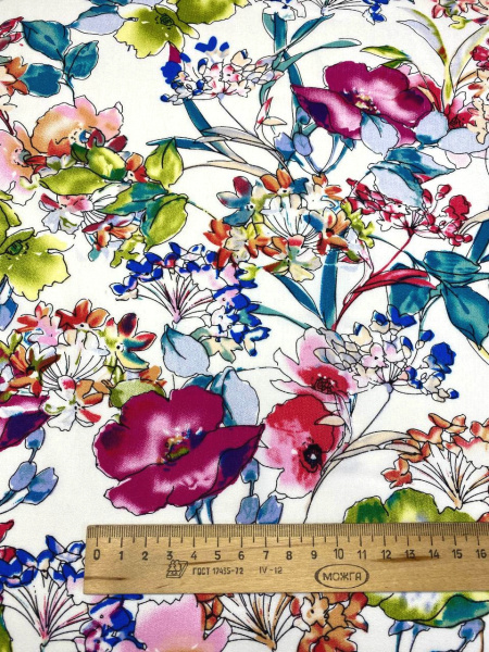 Штапель ЛЕТНИЕ ЦВЕТЫ салатовые