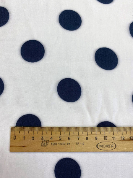 Вискоза ГОРОШКИ ЧЕРНЫЕ на белом