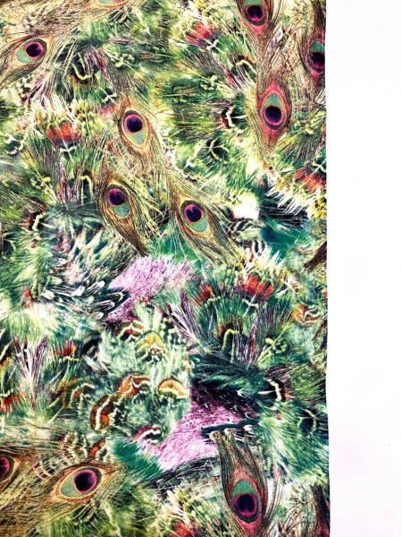 Штапель РОСКОШНЫЙ ПАВЛИН зеленый