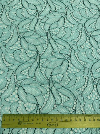 Кружевное полотно "Контурный узор" мятный ткань