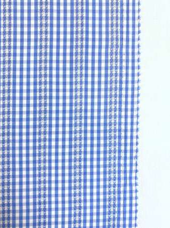 Сорочечная ткань КЛЕТКА С МЕРЕЖКОЙ голубой