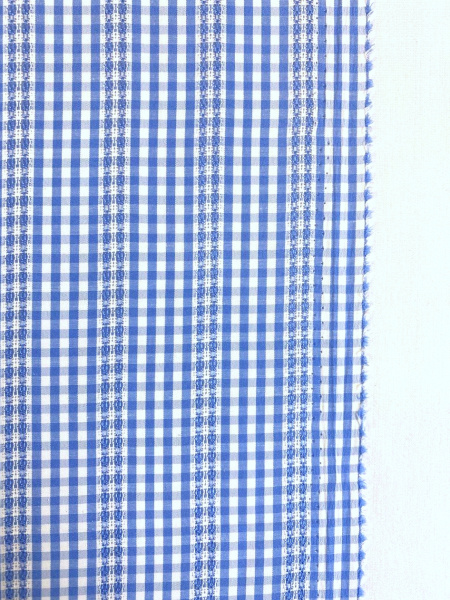 Сорочечная ткань КЛЕТКА С МЕРЕЖКОЙ голубой