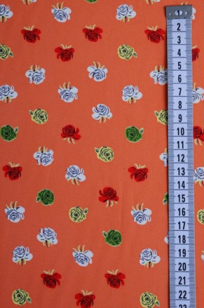 Креп Россыпь роз морковный 2