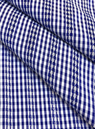 Сорочечная ткань КЛЕТКА С МЕРЕЖКОЙ синяя