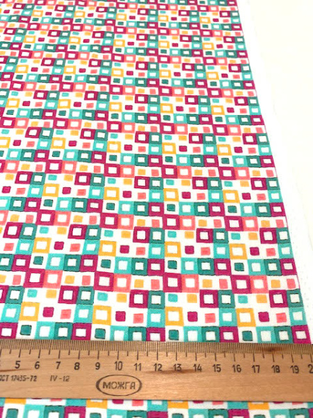 Креп плательно - блузочный РАЗНОЦВЕТНЫЕ КУБИКИ