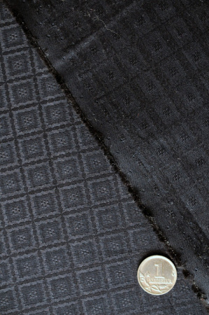 Жаккард КУБИКИ ПЛЕТЕНЫЕ темно-синий 2