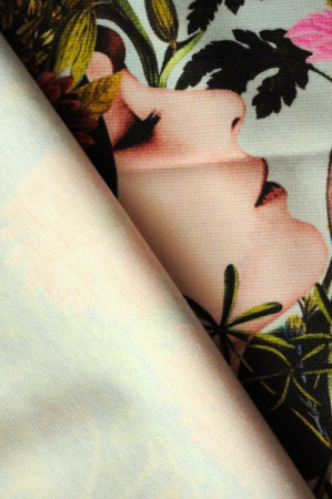 Трикотаж джерси ВЕСНА В ЦВЕТАХ фон нежная бирюза 2