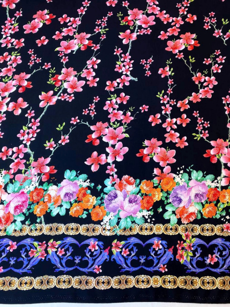 Штапель ИТАЛЬЯНСКАЯ ВЕСНА фон черный