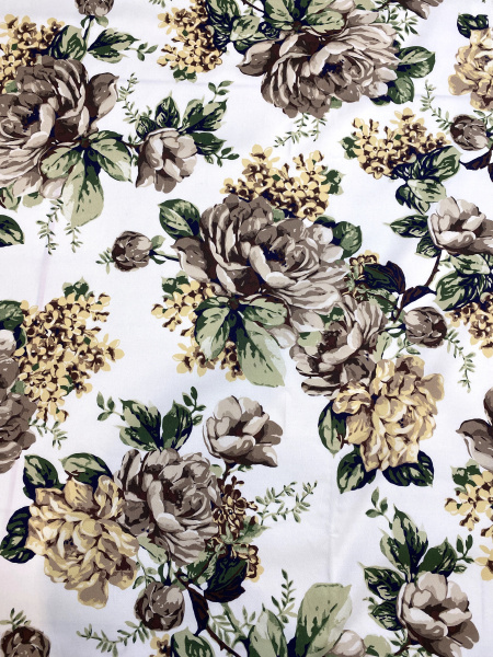 Хлопок ЦВЕТЫ песочно-кофейные