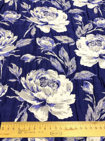 Жаккард "Розы на ярком синем фоне" ткань