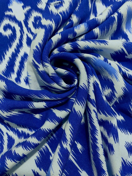 Штапель ИКАТ васильковый