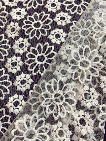 Кружевное полотно ЦВЕТОЧНОЕ АССОРТИ белый ткань