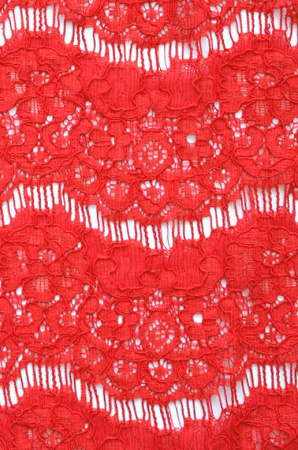Кружевное полотно "Морской прибой" красный
