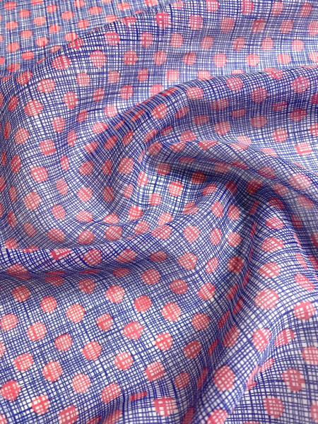 Батист ГОРОШКИ малиновые