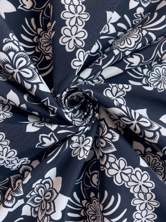 Курточная ткань ЦВЕТЫ Белые