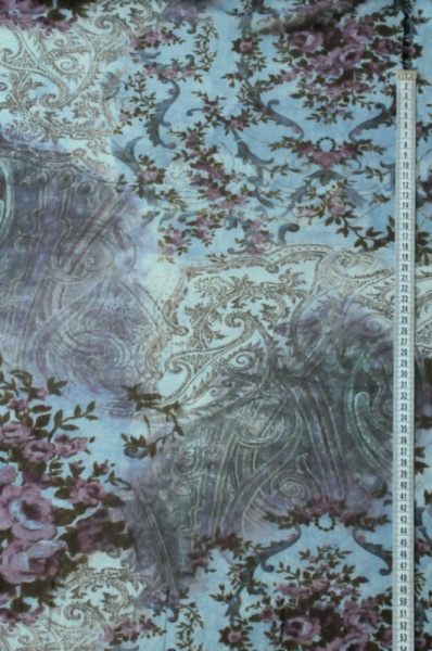 Сетка трикотажная Индийский пляж на серо - голубом фон 3