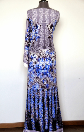 Шелк натуральный ЦВЕТОЧНАЯ ЛОЗА синий