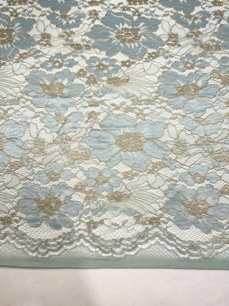 Кружевное полотно "Цветы луговые" припыленный голубой Кружевное полотно "Цветы луговые" припыленный голубой ткань