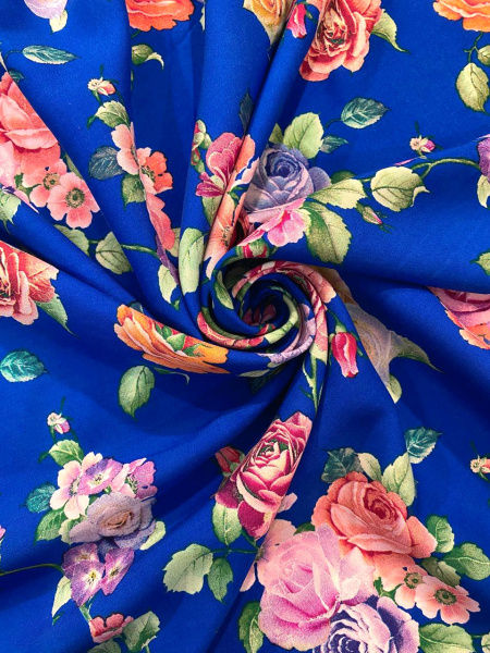 Штапель БУКЕТЫ РОЗ на васильковом