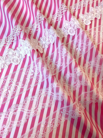 Сорочечная ткань ПОЛОСКА розовая Barbie