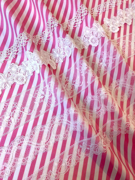 Сорочечная ткань ПОЛОСКА розовая Barbie