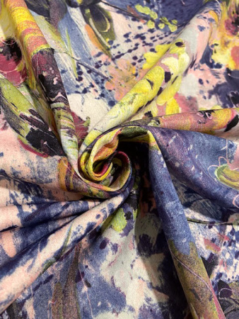 Трикотаж (Водолаз) "Времена года - Осень" сине-фиолетовый трикотажная ткань