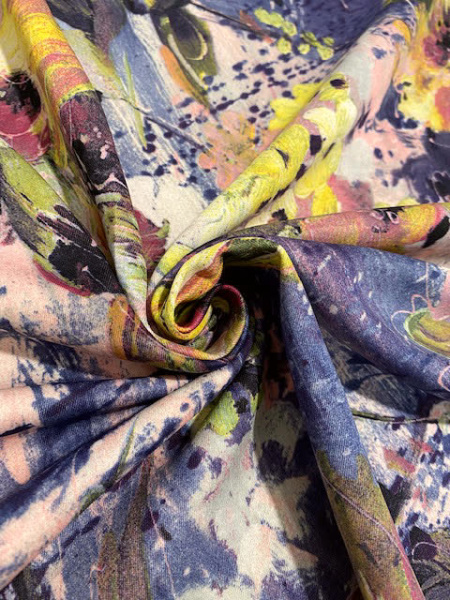 Трикотаж (Водолаз) "Времена года - Осень" сине-фиолетовый трикотажная ткань