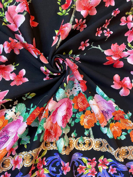 Штапель ИТАЛЬЯНСКАЯ ВЕСНА фон черный