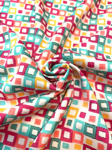 Креп плательно - блузочный РАЗНОЦВЕТНЫЕ КУБИКИ