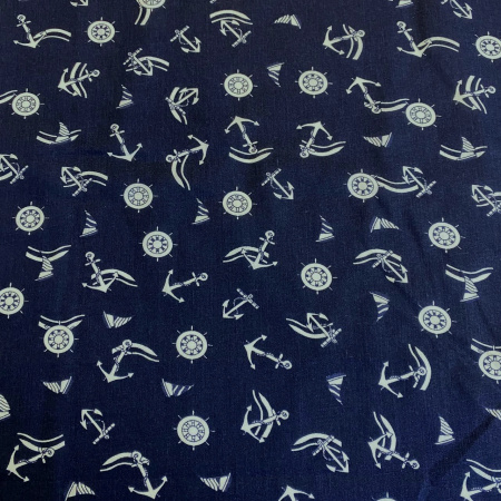 Сорочечная ткань ЯКОРЯ синяя