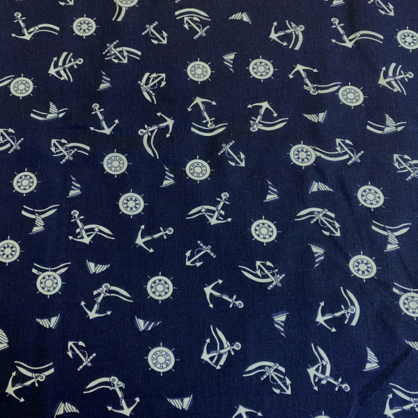Сорочечная ткань ЯКОРЯ синяя
