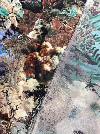 Шелк натуральный ЗАОБЛАЧНАЯ ФЛОРА зеленый