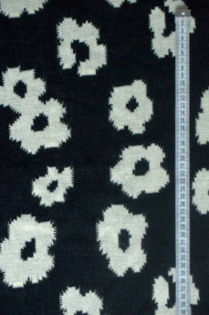 Трикотаж ЦВЕТЫ В СТИЛЕ PRADA черный полотно