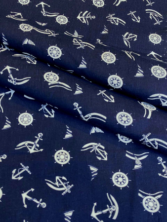 Сорочечная ткань ЯКОРЯ синяя