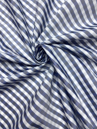 Курточная ткань КЛЕТКА Бело-синяя