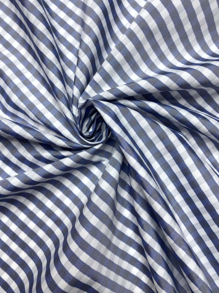 Курточная ткань КЛЕТКА Бело-синяя