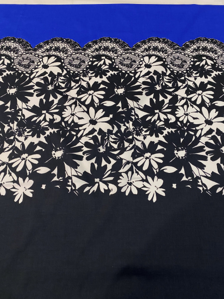 Хлопок КРУЖЕВО на синем